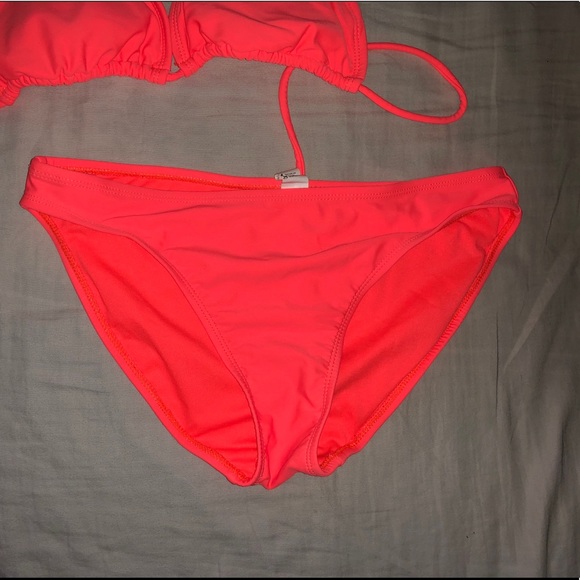 Neon Orange / Pink Bikini Padded Tie Top - Picture 3 of 3